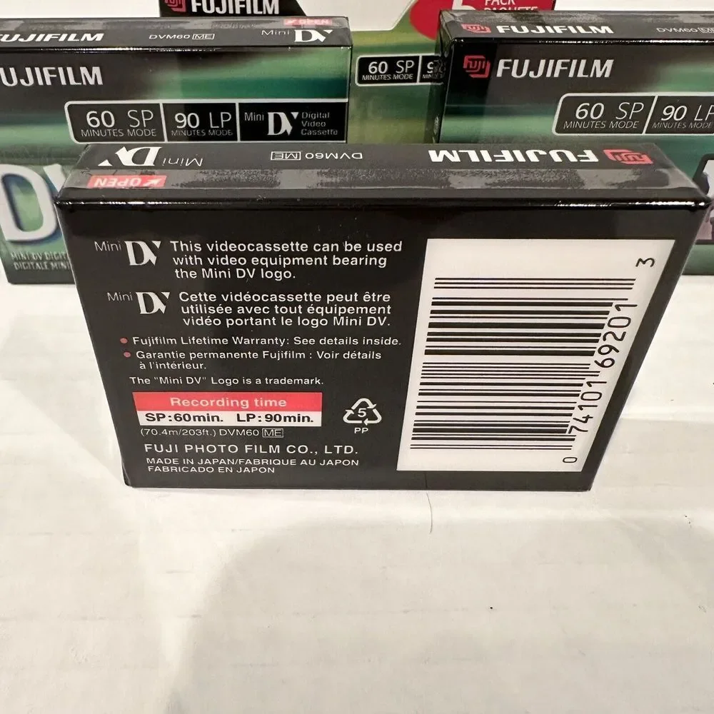 Fujifilm DVC Mini DV Digital Video Cassettes 60 Min‎ SP Sealed 3 Pack
